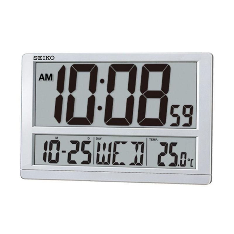 Women's accessories Seiko Silver Tone Plastic Frame Digital Wall Clock with  Calendar and Thermometer 134268 QHL080S | Comprar accessories Seiko Silver  Tone Plastic Frame Digital Wall Clock with Calendar and Thermometer 134268