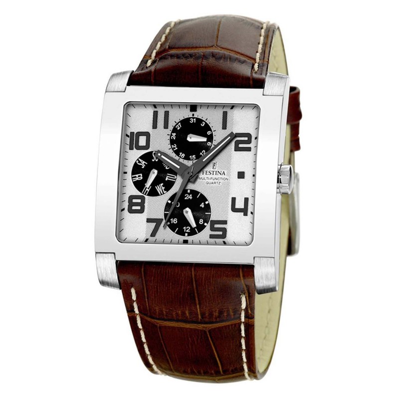 Festina Men's Watch Festina F16235/2 Men’s Watch with Brown Leather ...
