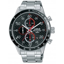 Lorus Reloj de cuarzo analógico para hombre deportivo con pulsera de cuero  RM339EX9, Negro -, Reloj de cuarzo