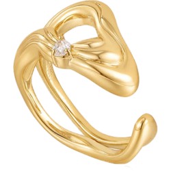 Ania Haie Gold Twisted Wave Wide Adjustable Ring rings for women